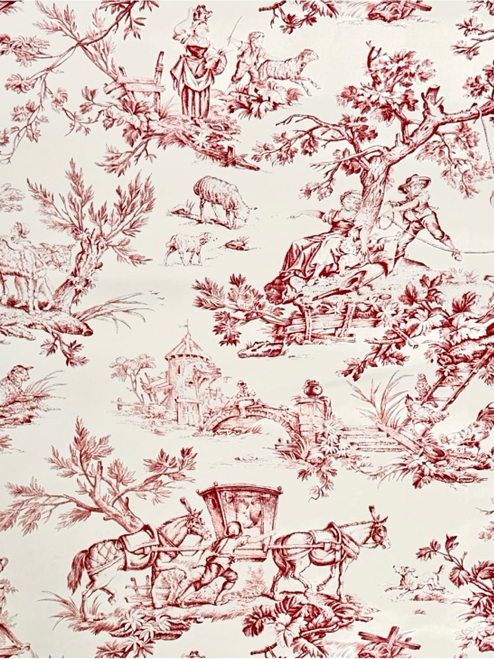 Stroheim & Romann Vintage Wallpaper Les Toiles IV Design White Burgundy Classic
